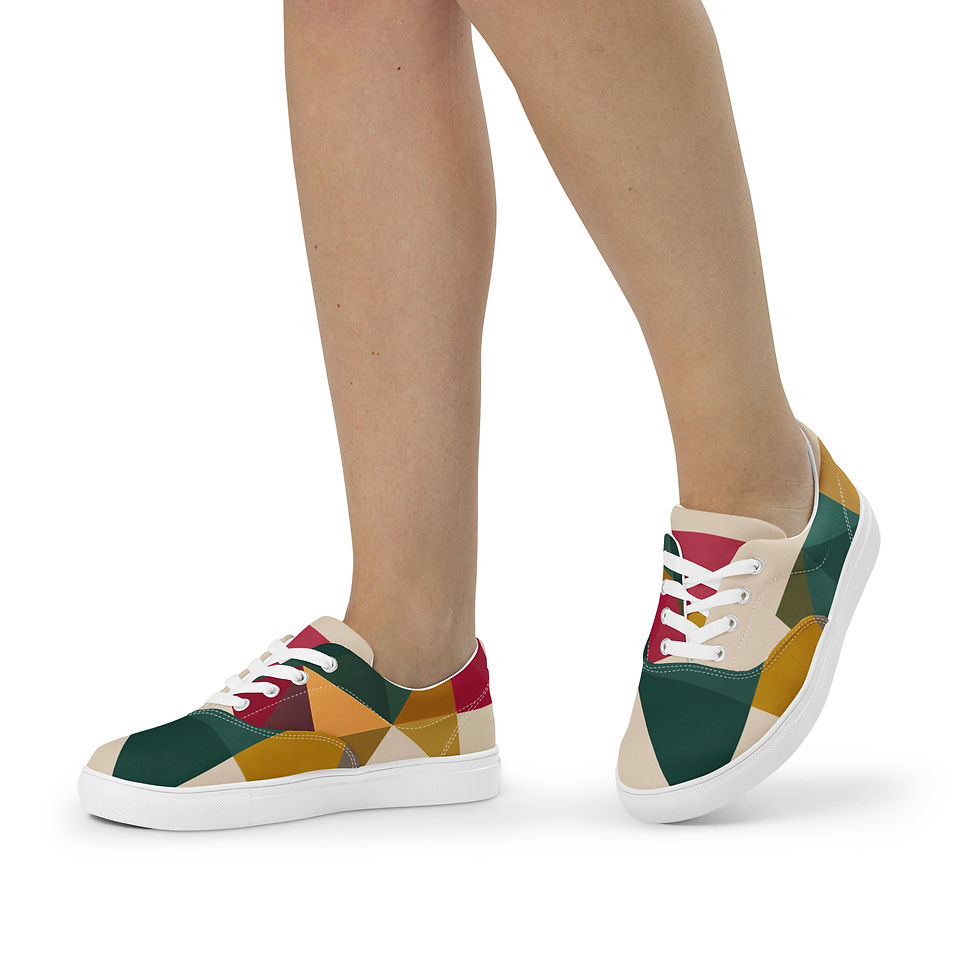 Thumbnail: GEOMETRIC Women’s lace-up canvas shoes