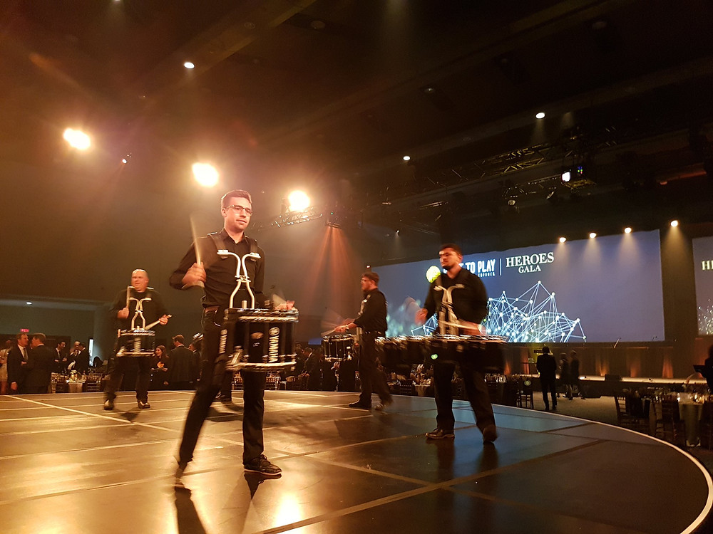 Drummers on a stage