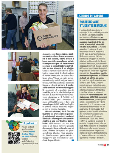 Interlife ETS e Fondazione Mediolanum sulle pagine di Famiglia Cristiana