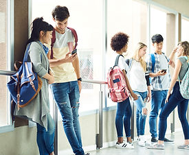 School Children in a school hallway