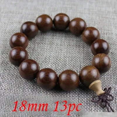 Thumbnail: 12 Sandalwood Prayer Beads Elastic Bracelet Men