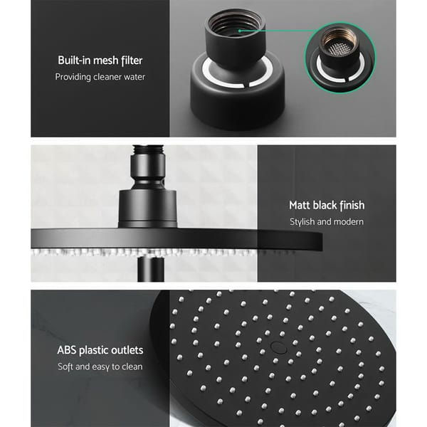 Thumbnail: Cefito 9'' Rain Shower Head Set Handheld Round High Pressure Mixer Tap Black