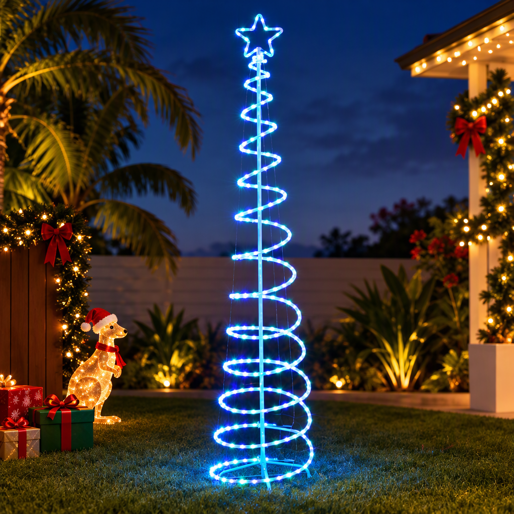 2.4M Christmas Tree LED Solar Motif Lights Jingle Jollys