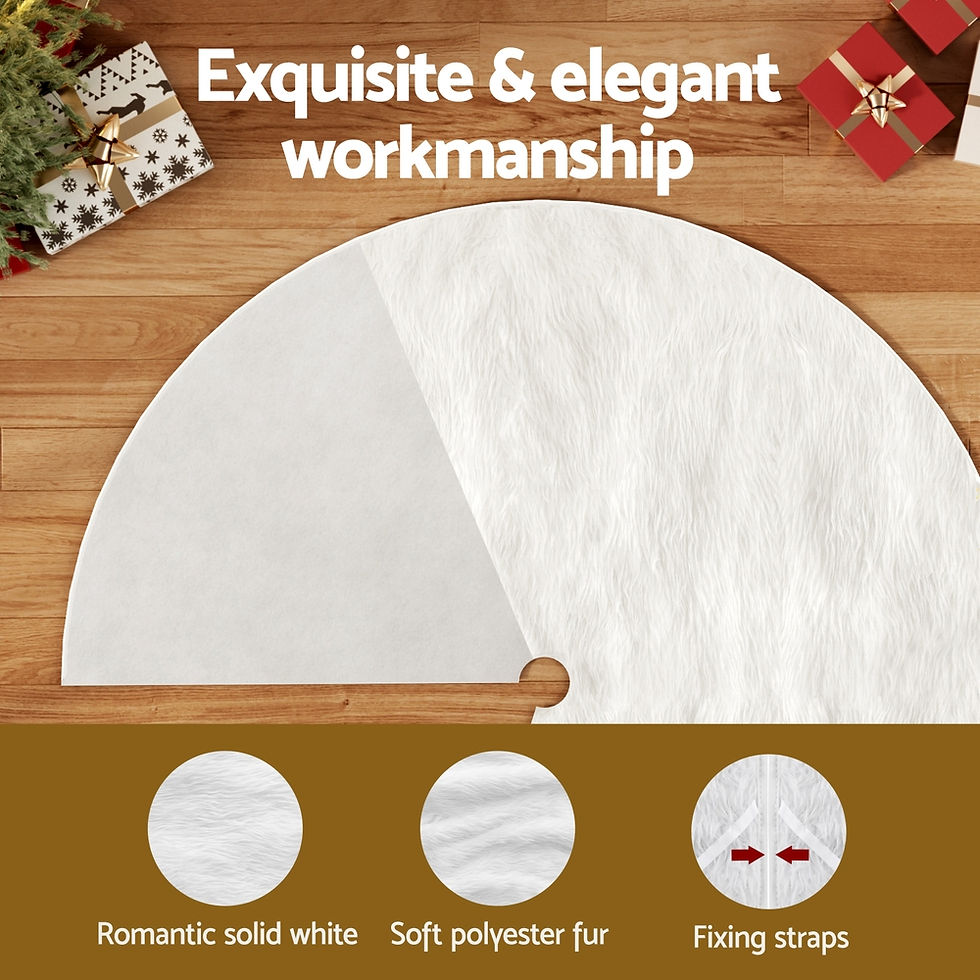 Thumbnail: Jingle Jollys Christmas Tree Skirt 90cm Plush Xmas Fluffy Ornaments Decor White