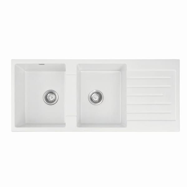 Thumbnail: Cefito Kitchen Sink 116x50cm Granite Stone Sink Double Bowl White