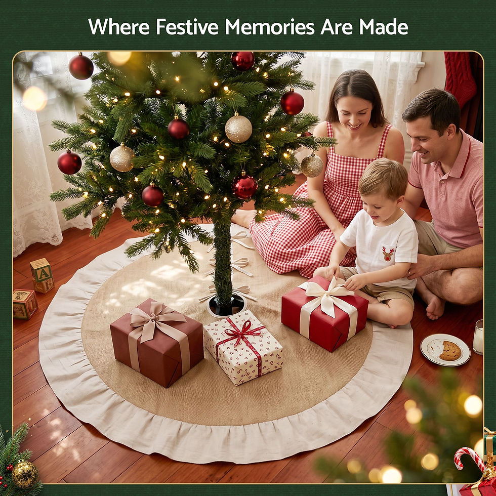Thumbnail: Jingle Jollys 120cm Christmas Tree Skirt Linen Christmas Tree Mat Decor