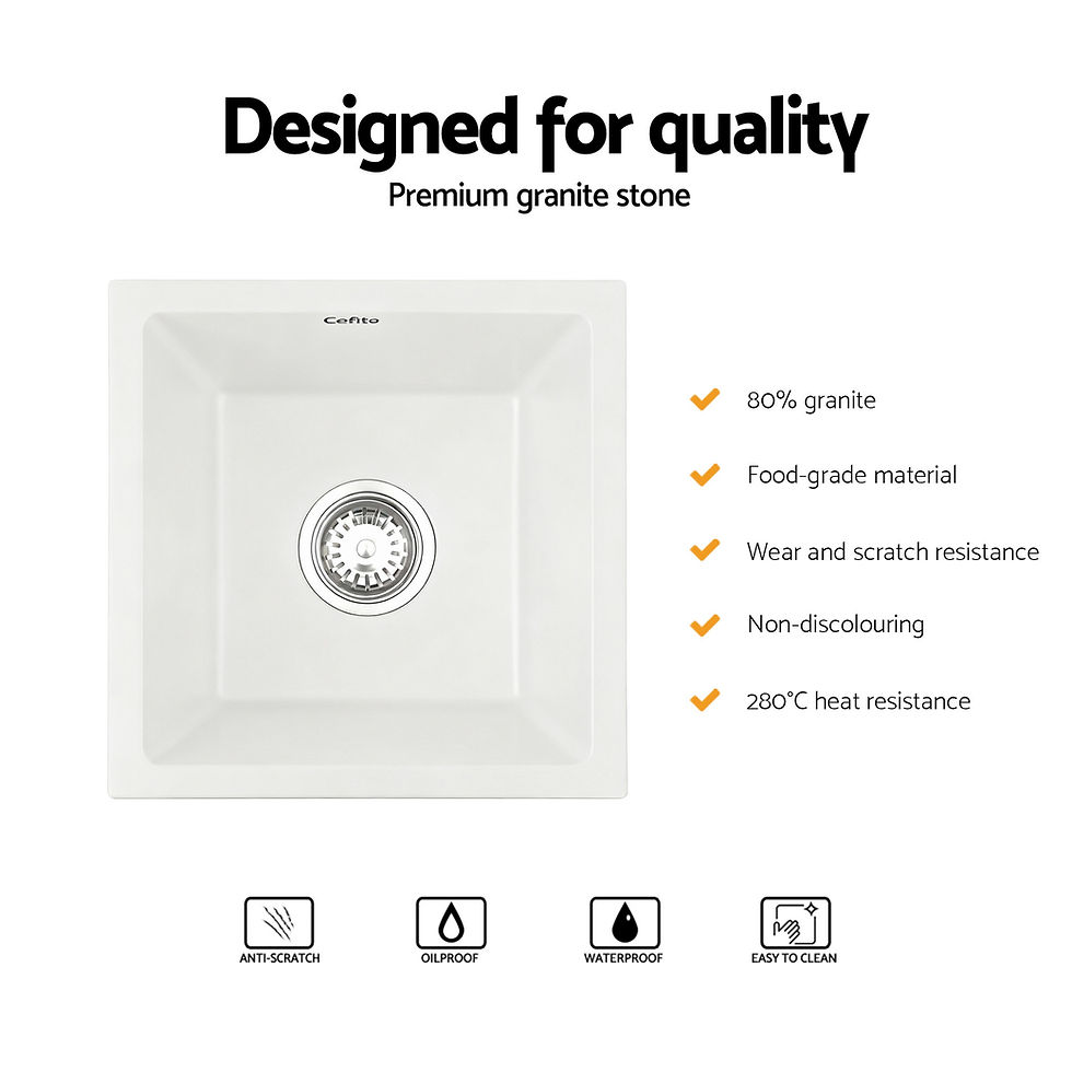 Thumbnail: Cefito Kitchen Sink 38x38cm Granite Stone Sink Single Bowl White