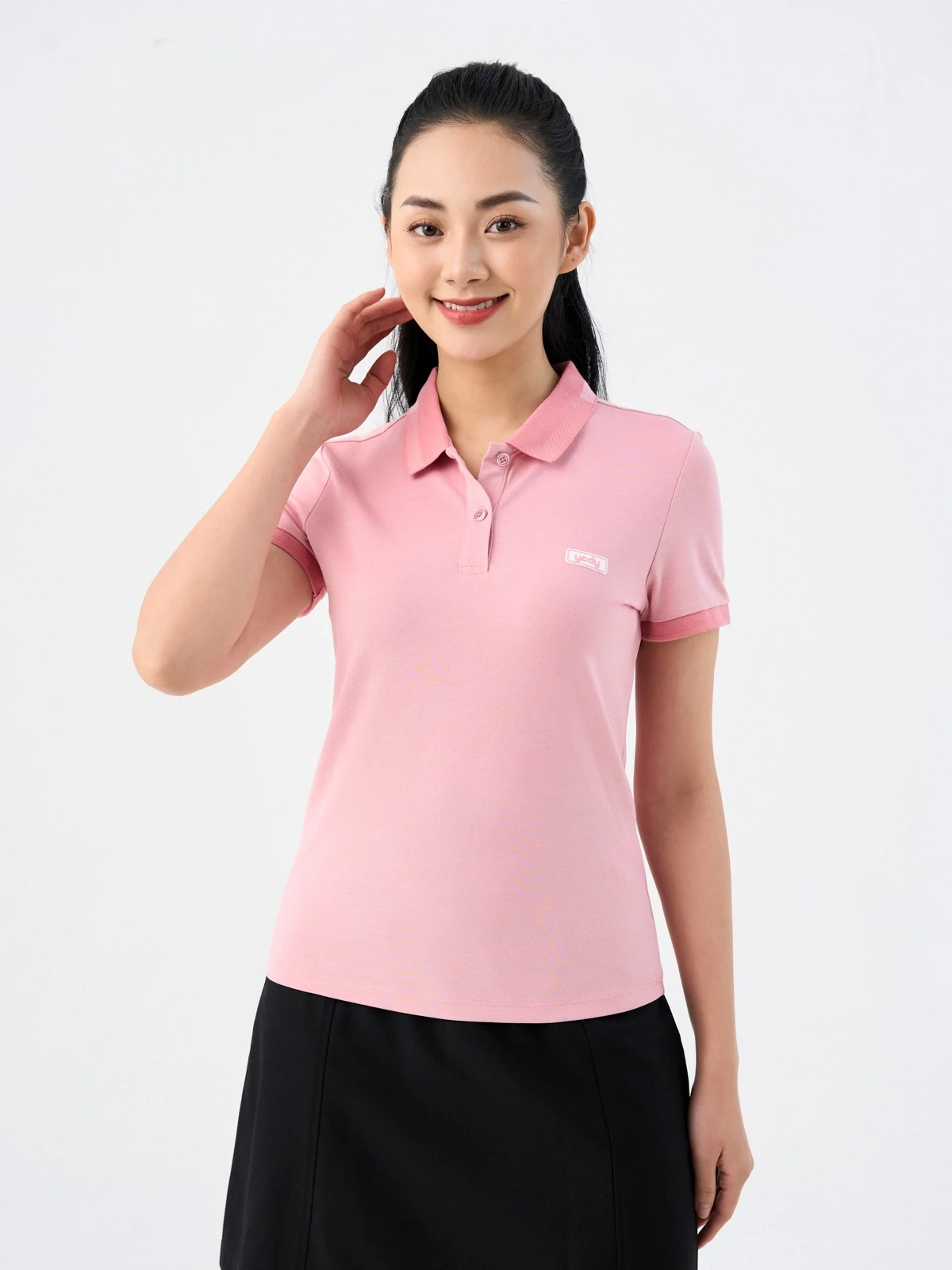 Áo Polo Nữ Tay Ngắn Phối Bo Thoáng Khí