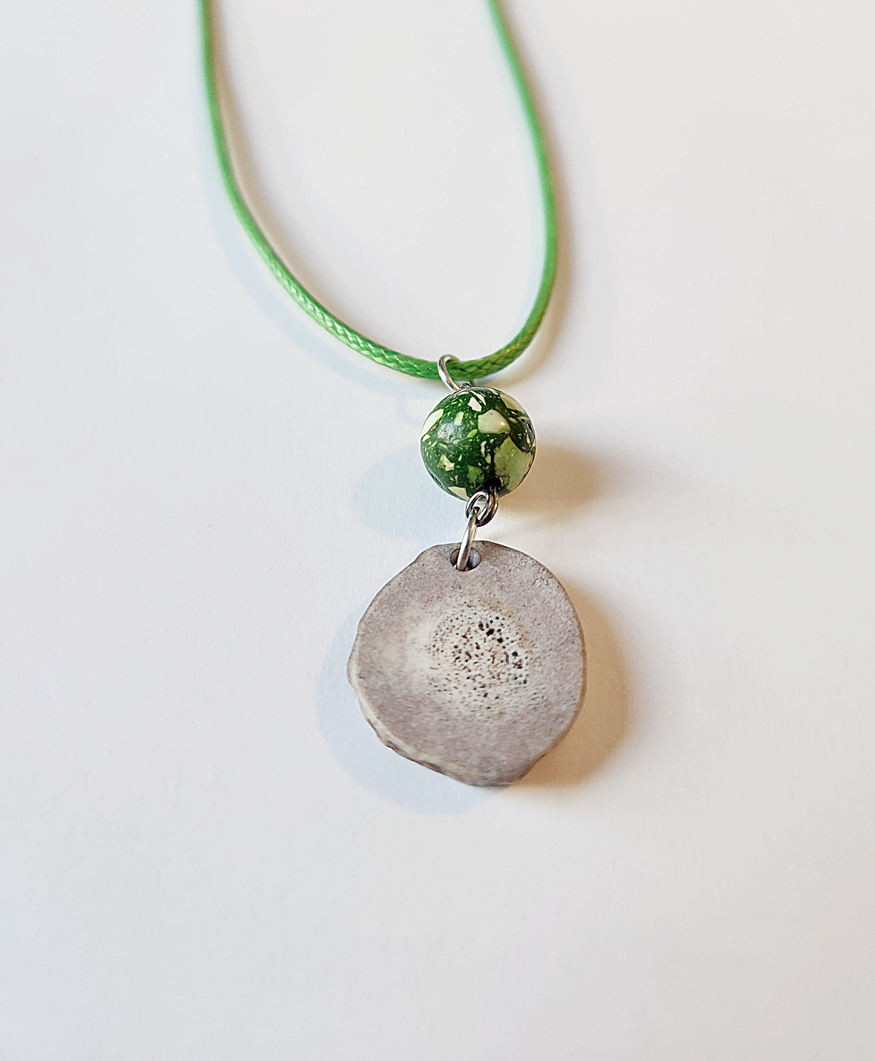 CLEARANCE- Deer Antler Bead Necklace Green