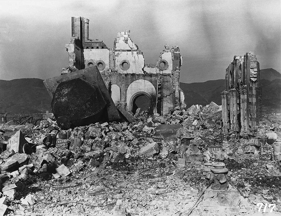 Cathédrale Sainte-Marie d'Urakami à Nagasaki après l'explosion atomique du 9 mai 1945