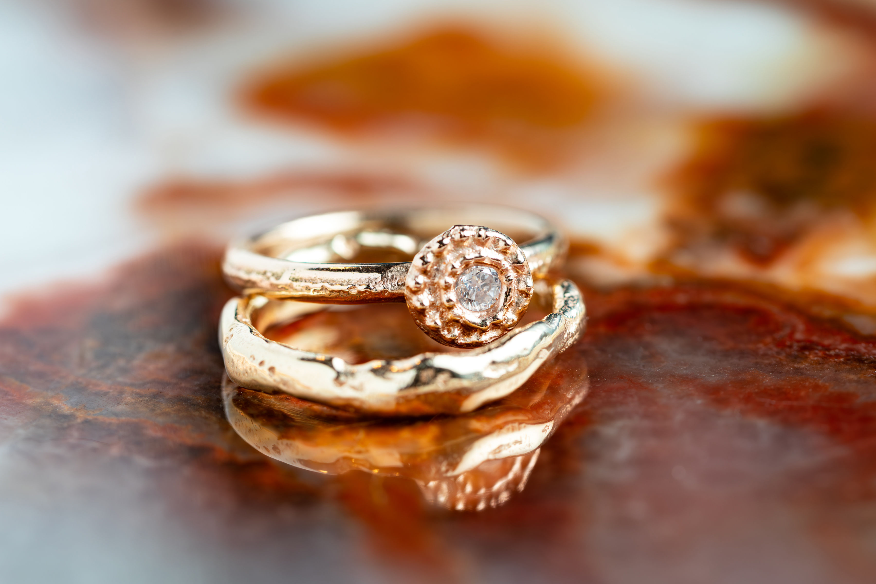 Mini Shield Diamond Wedding Set (9ct Yellow gold)