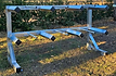 Empty metal saddle rack made by Quast Metal Fabrication.