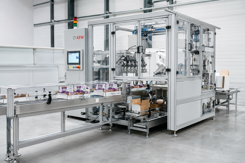 Food and consumer product packaging automation system with conveyors and robotic handling
