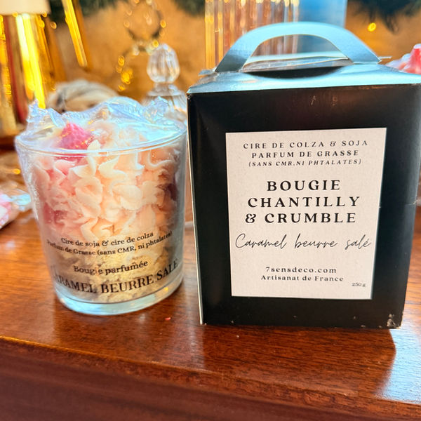 Bougie Chantilly et Crumble Caramel Beurre Salé 