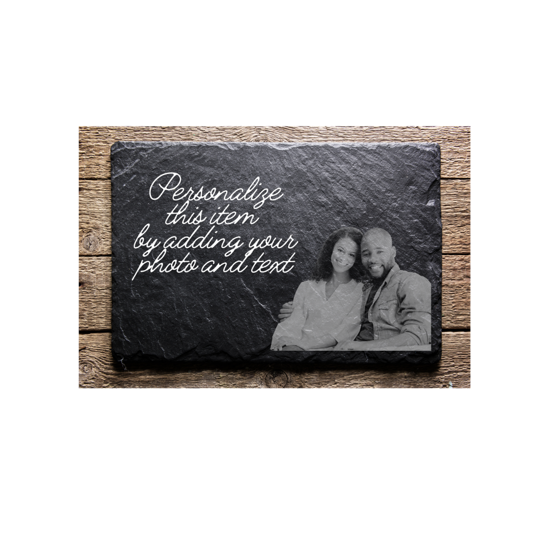 Etched In Stone Personalized Photo Slate Rock