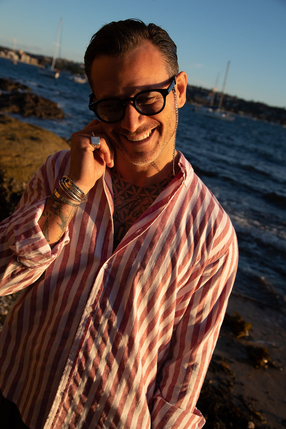 Thumbnail: Pratto Linen Shirt- Wide Stripe