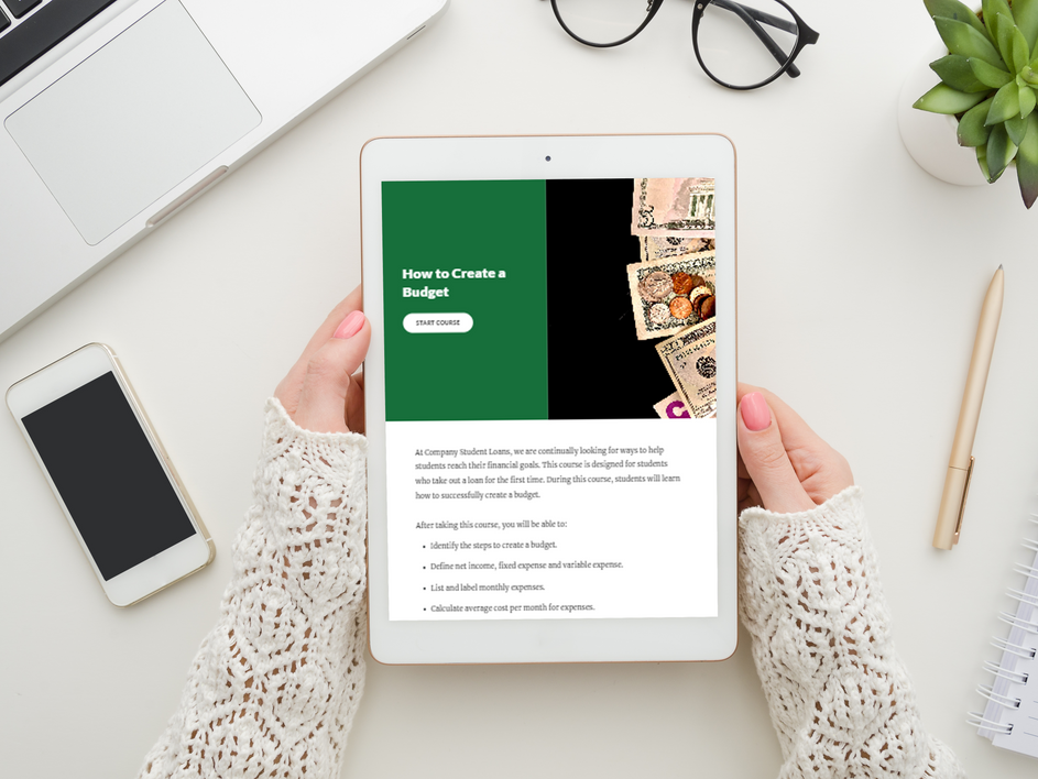 How to Create a Budget eLearning course displayed on a tablet