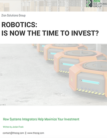 The right time to invest in robotics whitepaper cover featuring autonomous robotics.
