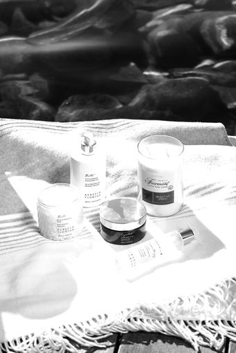 Product shots for Fairmont Spa Jasper Park Lodge spa kits.