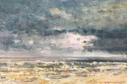 Noordzeekust, olieverf op linnen op paneel, 20x30 cm