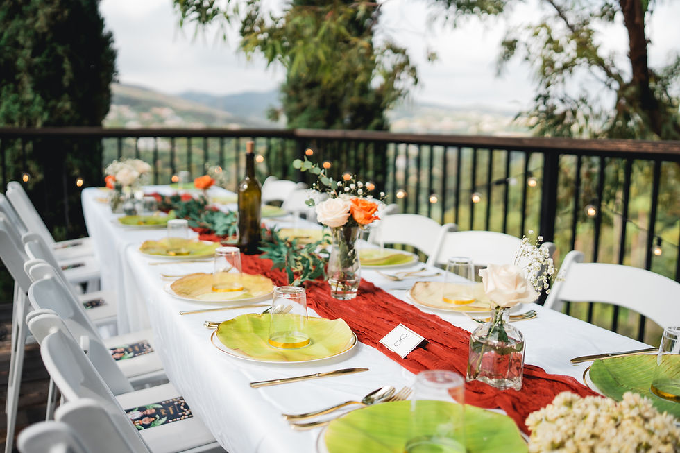 Rustic Indian wedding tablescape with banana leaf plates.