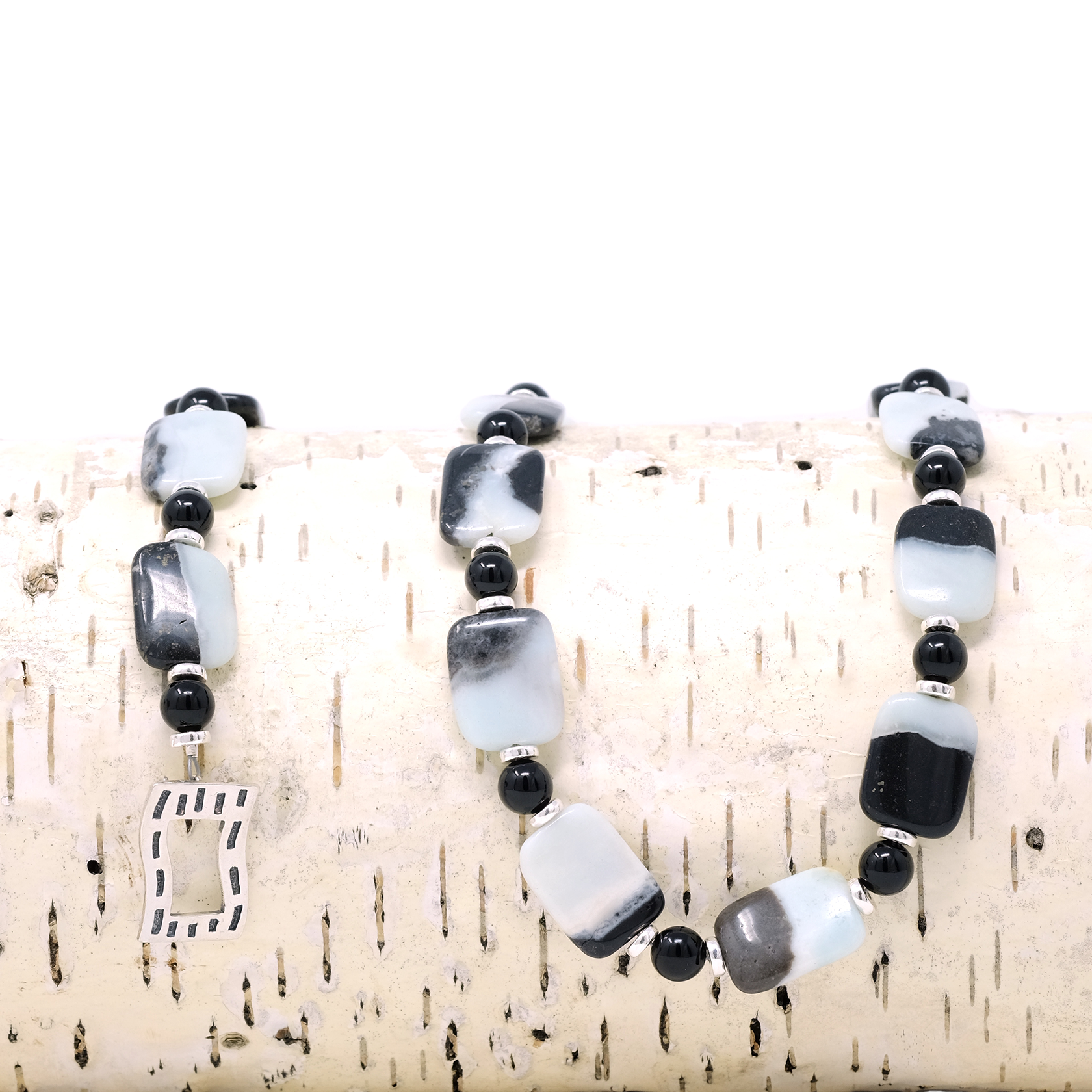 Rachel Dragon | Chrysoprase & Jet Necklace | Rectangle Toggle Clasp | 23.75"