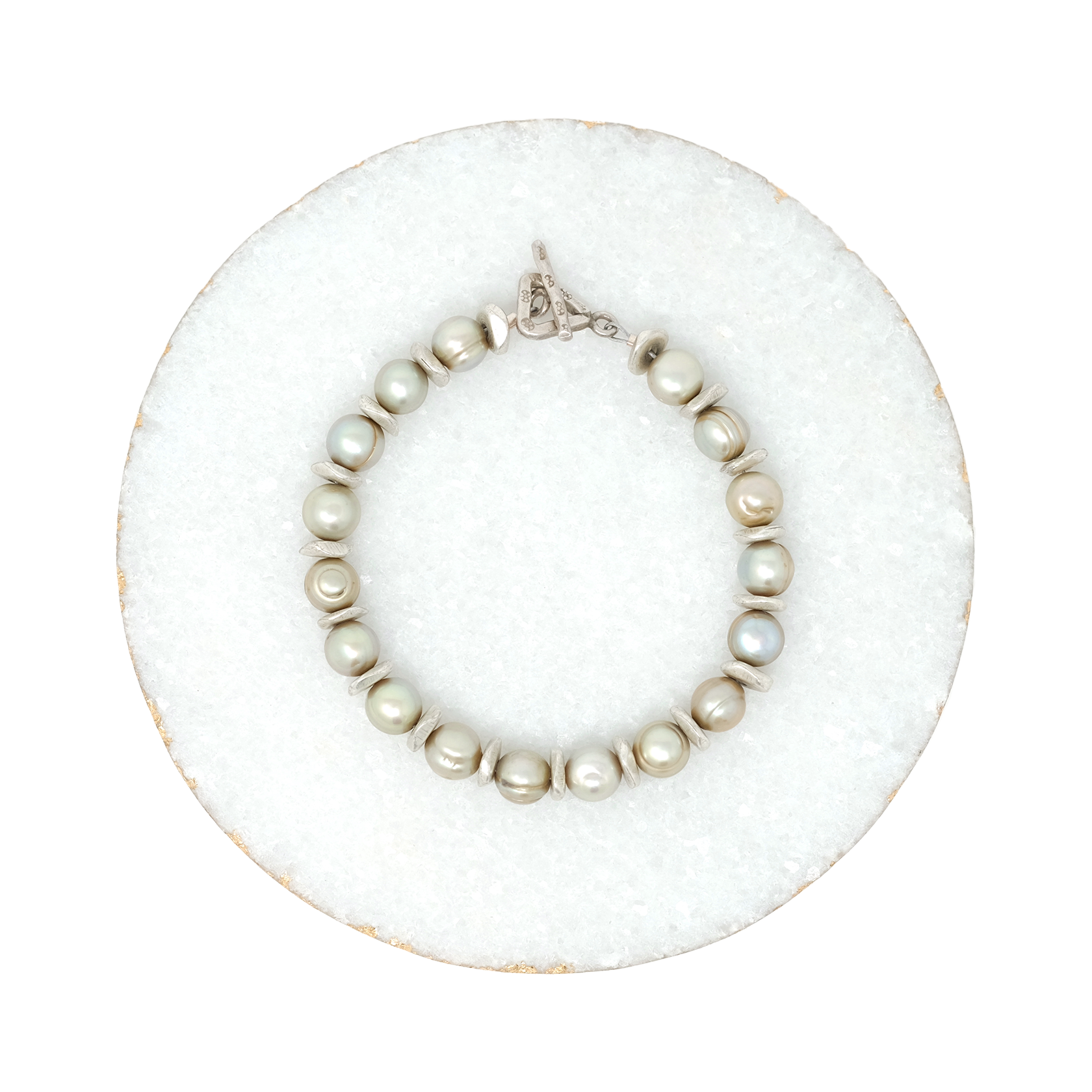 Rachel Dragon | Pearl Bracelet, Triangle Toggle | 6.5”
