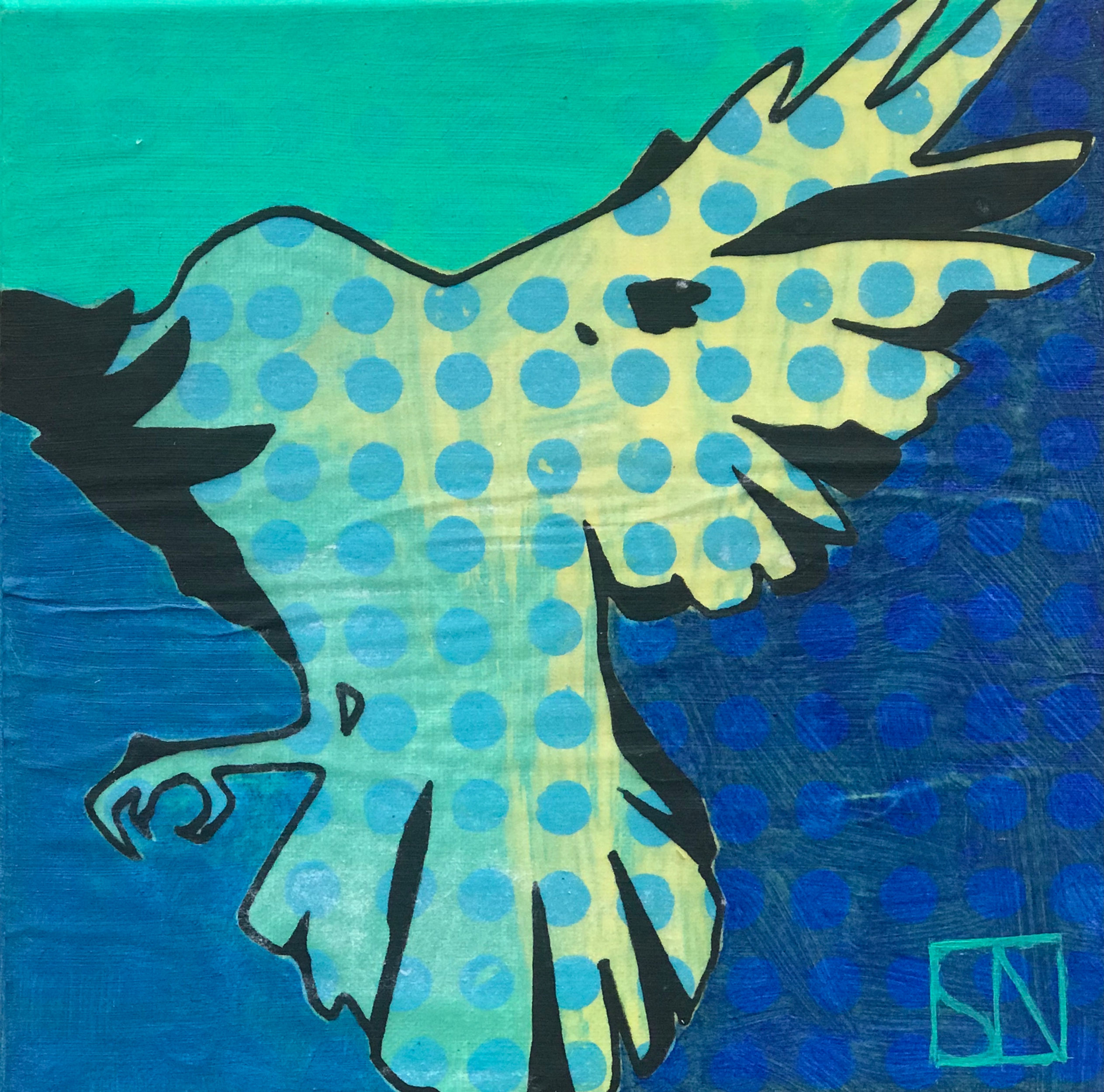 Sarsten Noice | Crow II | Mixed Media on Canvas | 10x10" | 500.