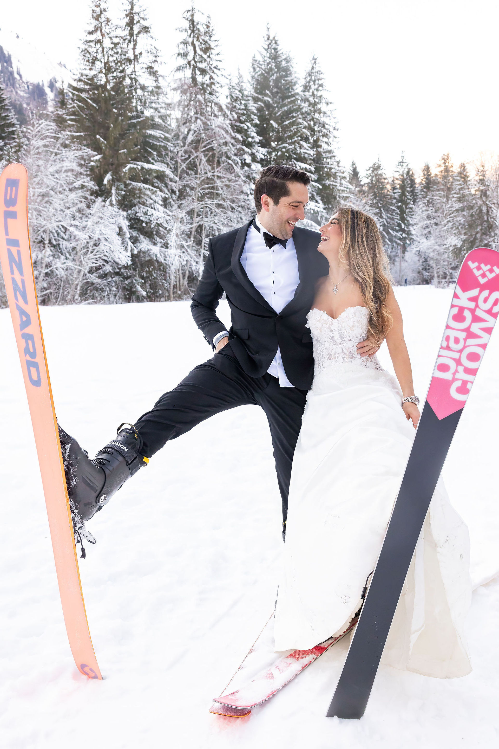mariage à ski à Châtel dans les Alpes françaises