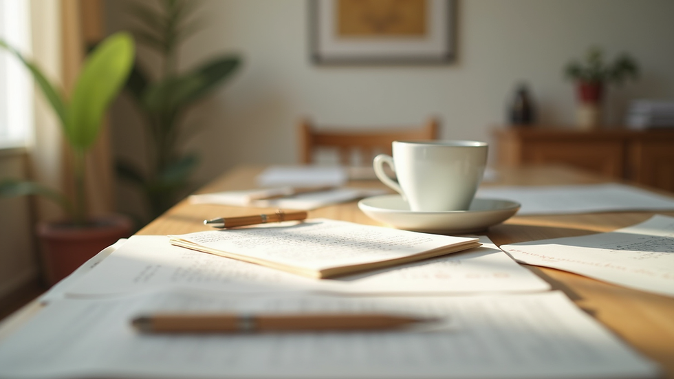 Close-up view of a beautifully arranged stationery set