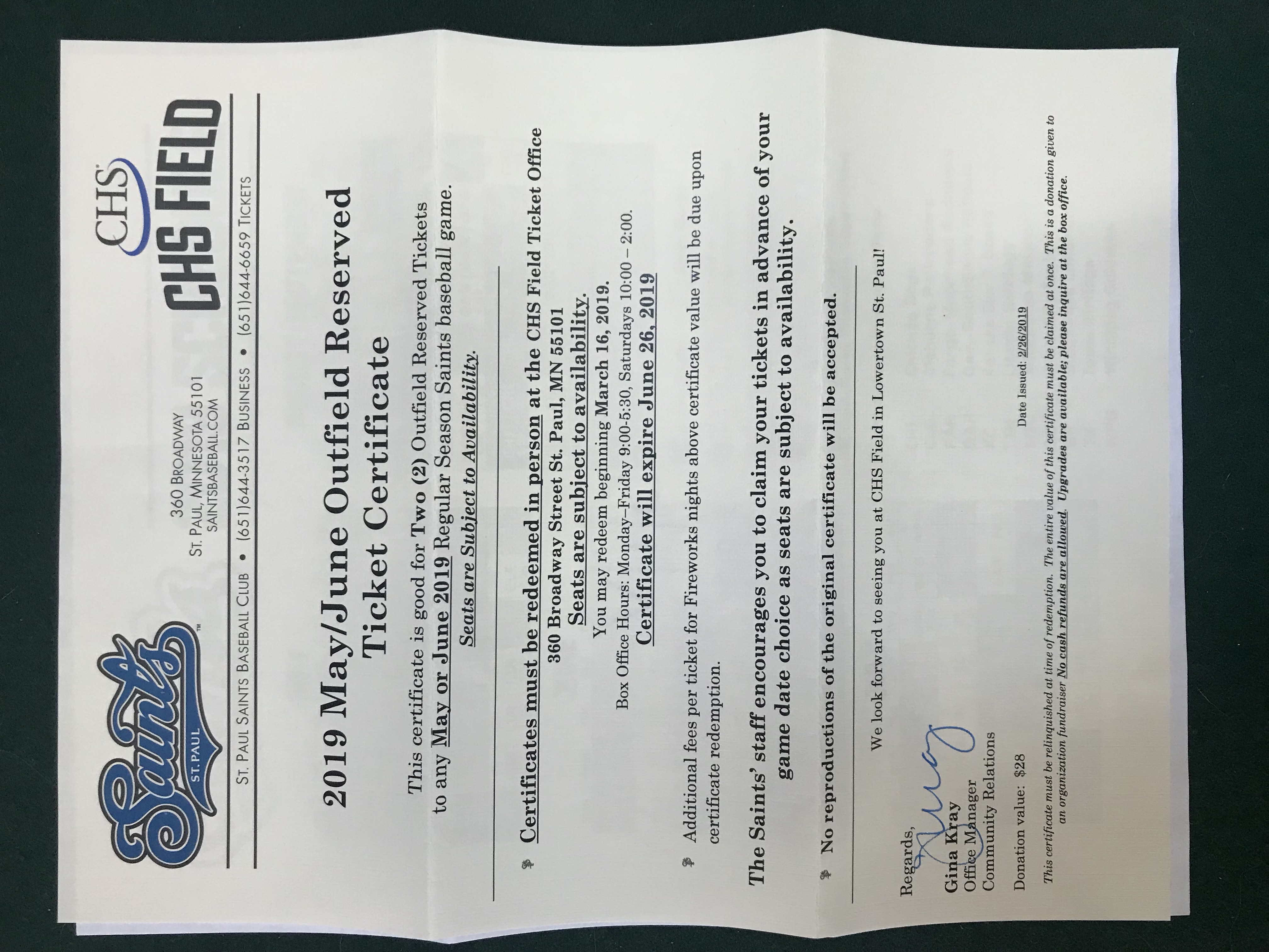 St. Paul Saints Tickets (x2)