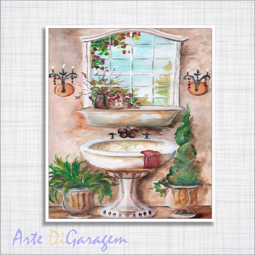 Miniatura: Quadro decorativo lavabo janelas