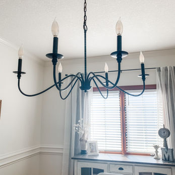 Updating the Dining Room with a New Chandelier and Window Treatments