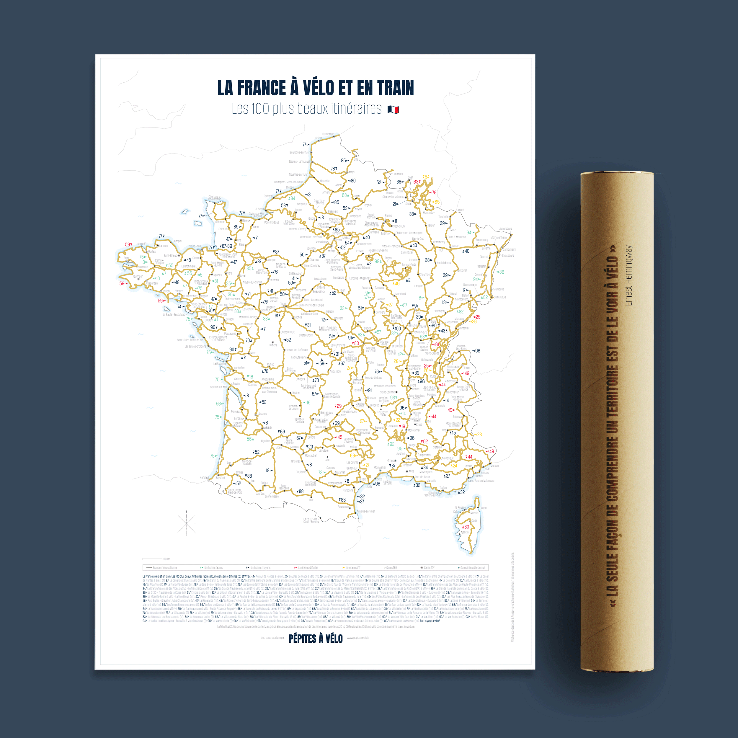 Carte à gratter - La France à vélo et en train
