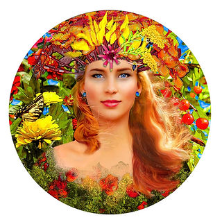 Spring painting of girl with flowers and butterflies