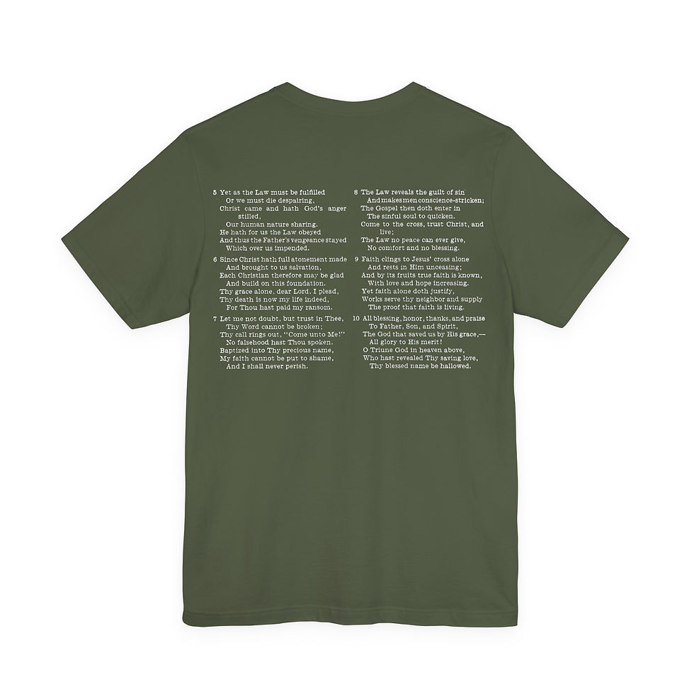 Thumbnail: Will we sing all the verses? Funny Lutheran Salvation Unto Us Has Come Tee