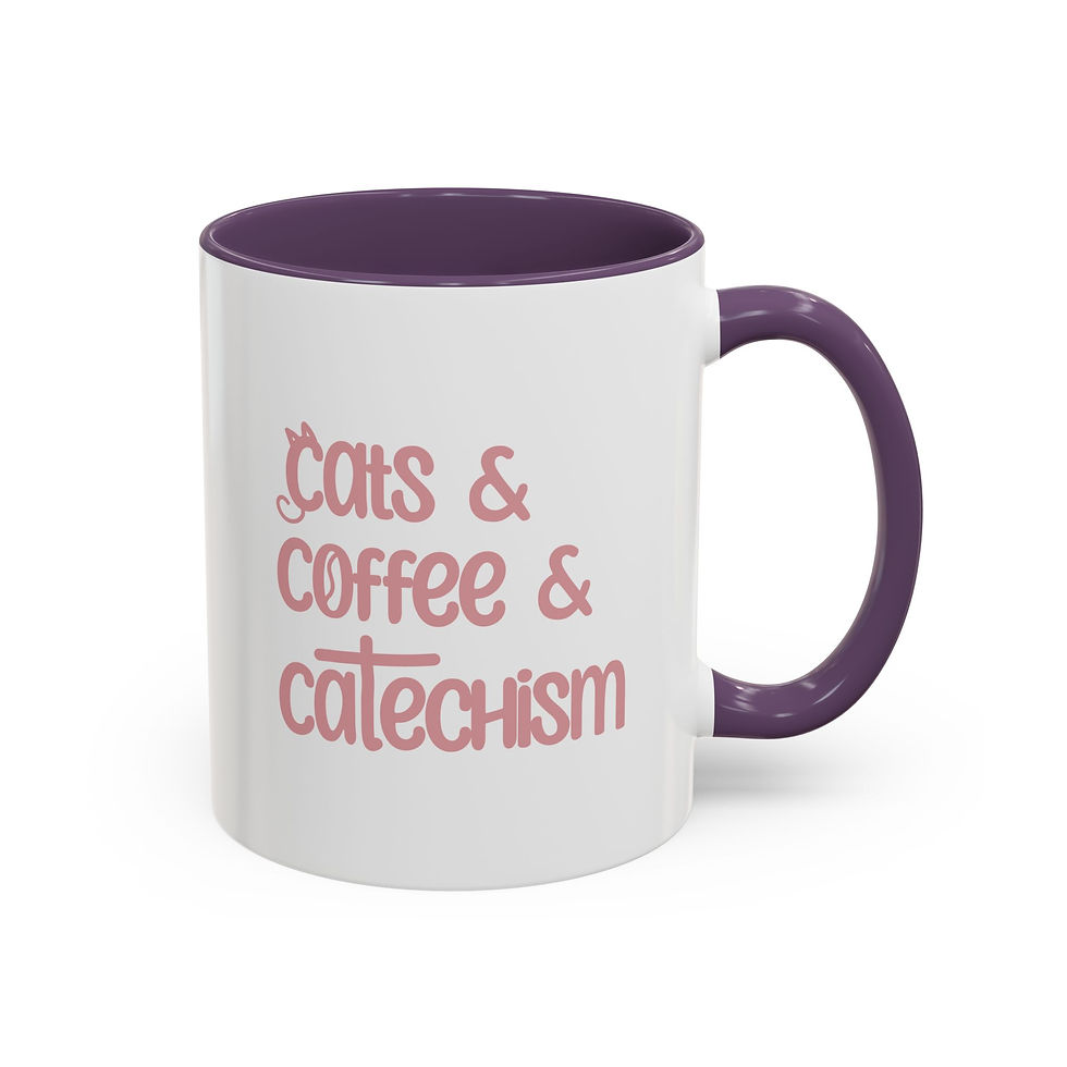 Thumbnail: Cats & Coffee & Catechism Accent Mug - Cute Ceramic 11oz or 15oz Mug