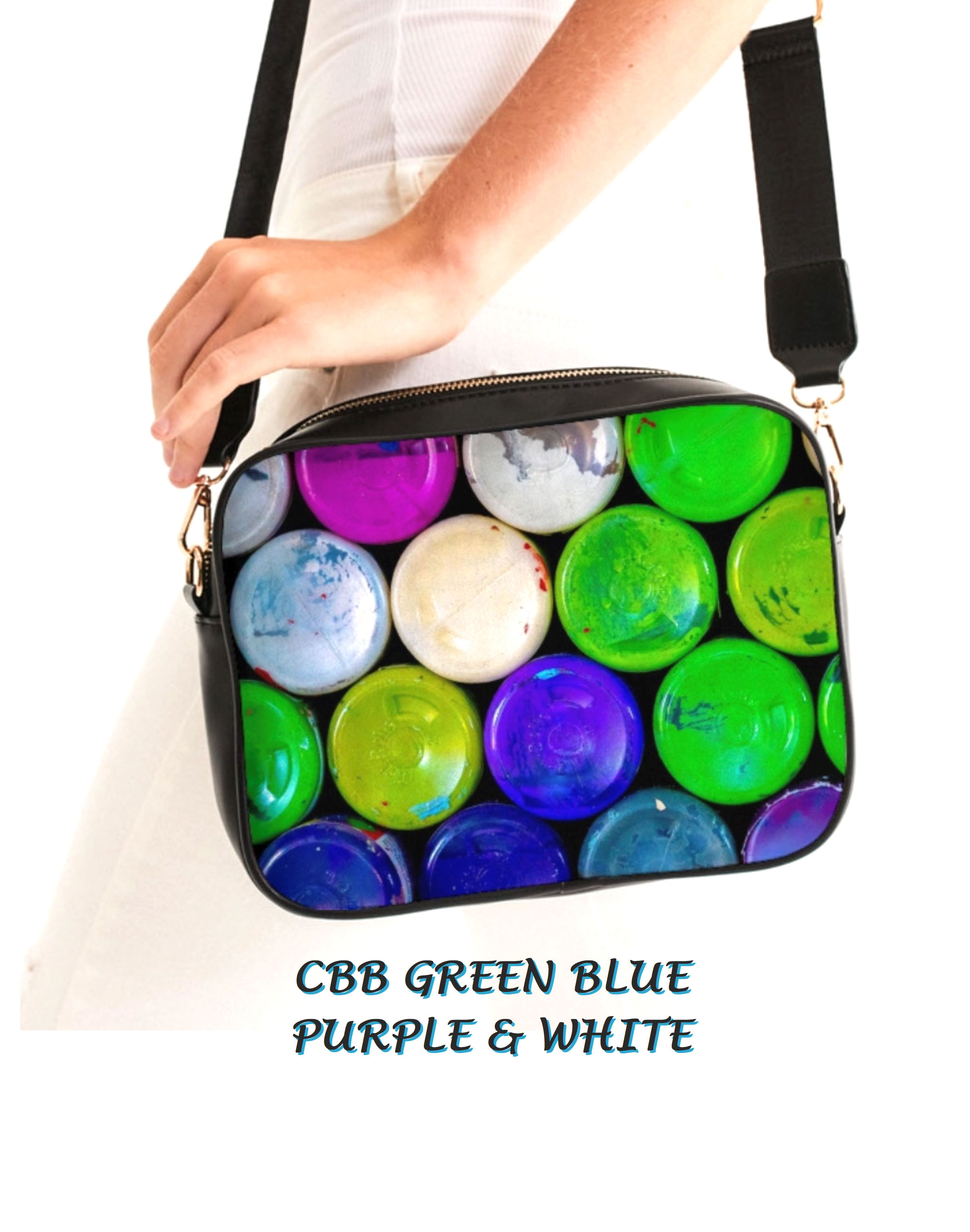 Green Blue Purple and White Cross Body Bag