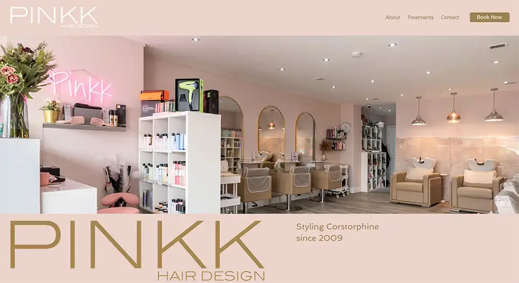 Salon website design for Pinkk Hairdressing Edinburgh by Power On Web Design