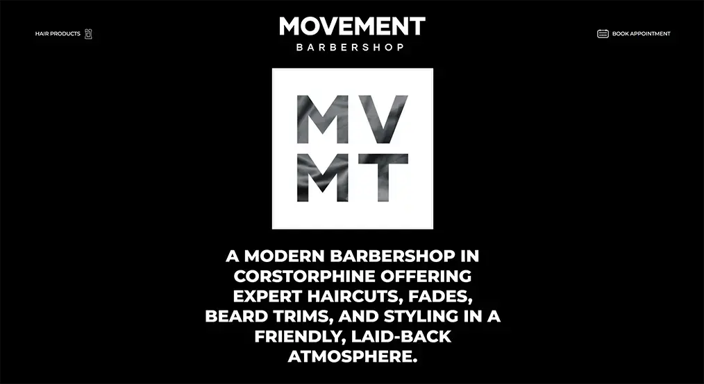 Barbershop website design for Movement Barbershop Edinburgh by Power On Web Design