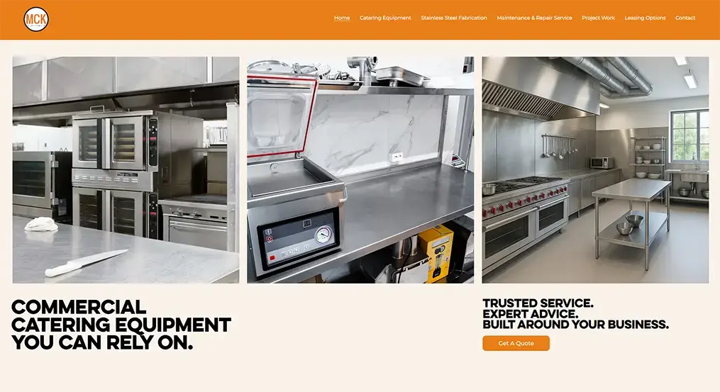 Catering equipment website design for MCK Catering Equipment Kirkcaldy by Power On Web Design