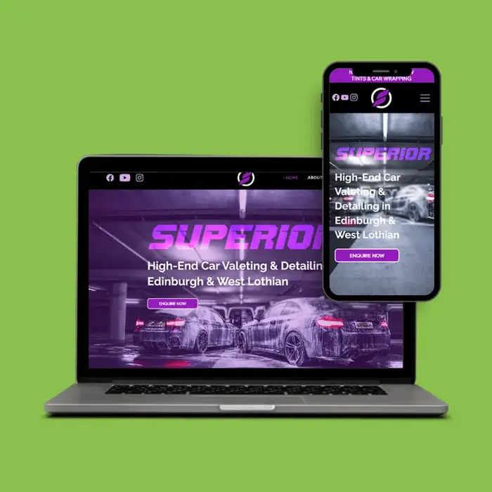 Scroller image of Superior Valet website design by Power On Web Design in edinburgh