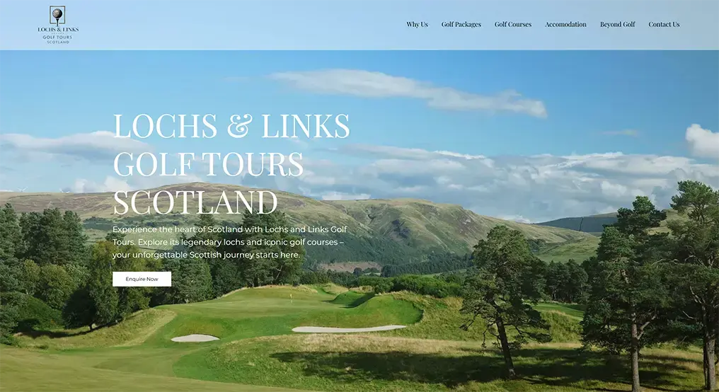 Golf tour operator website design for Lochs & Links Scotland by Power On Web Design