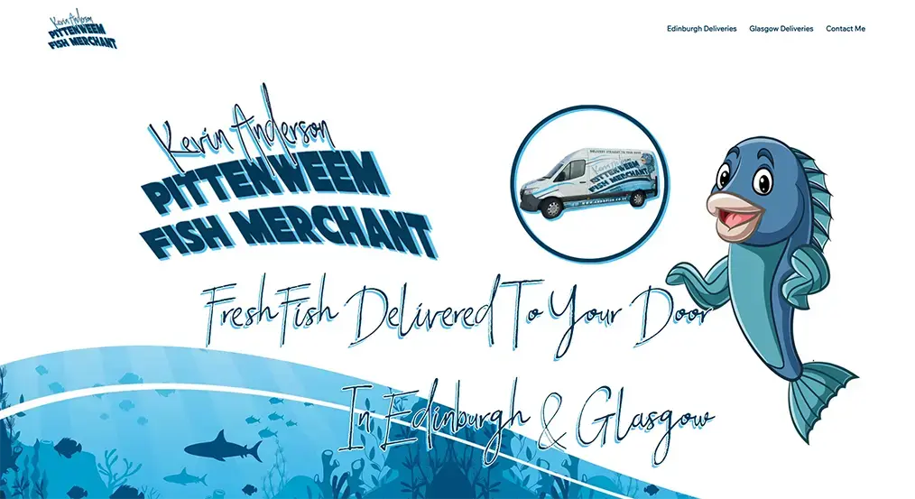 Fish merchant website design for Kevin Anderson Fish Merchant Edinburgh by Power On Web Design