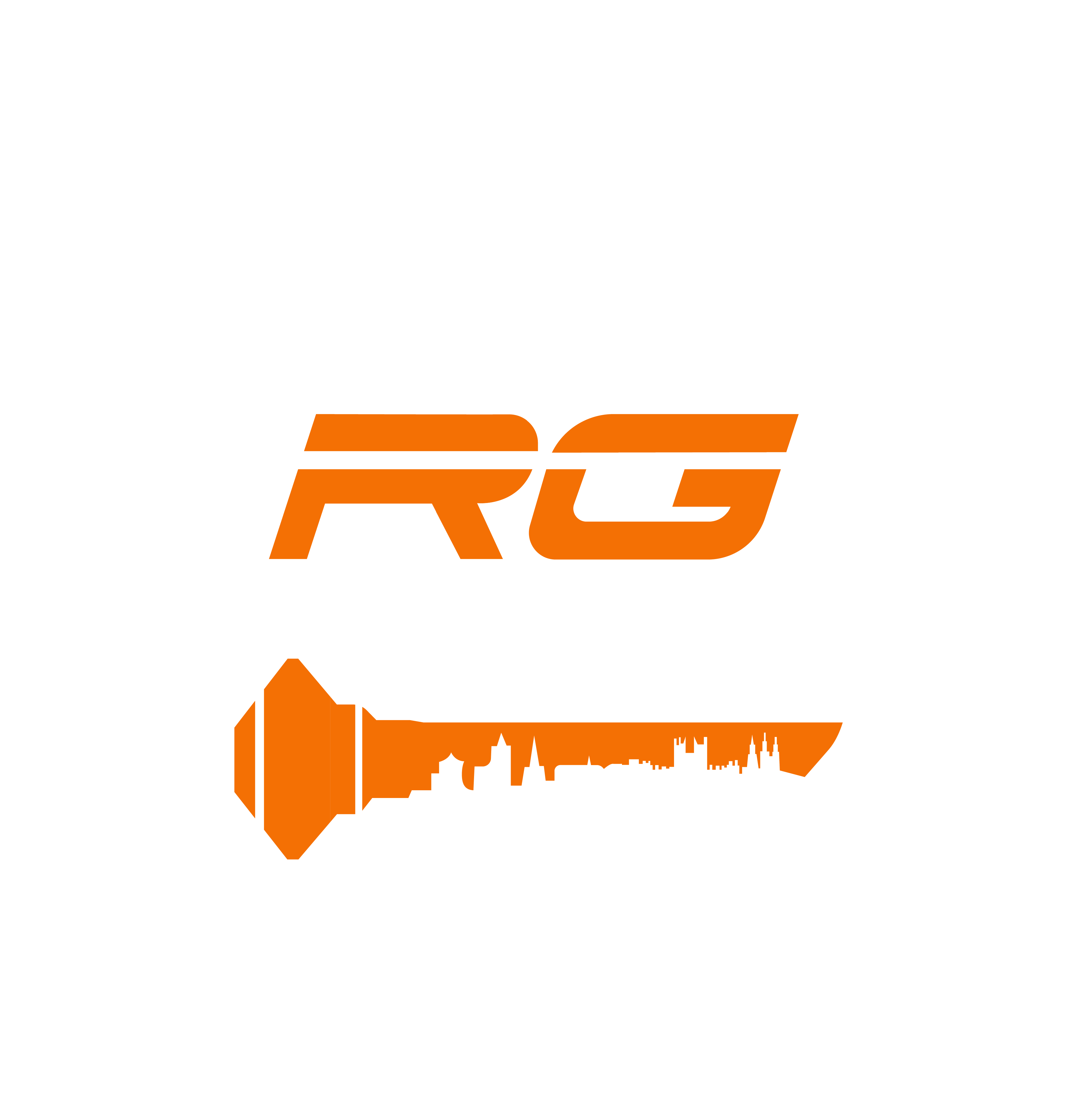RG Locksmith & Trade Services logo with an orange key