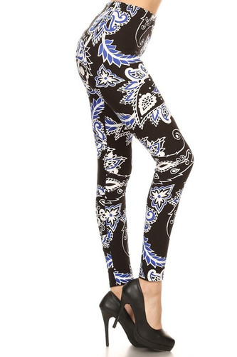 blue paisley leggings