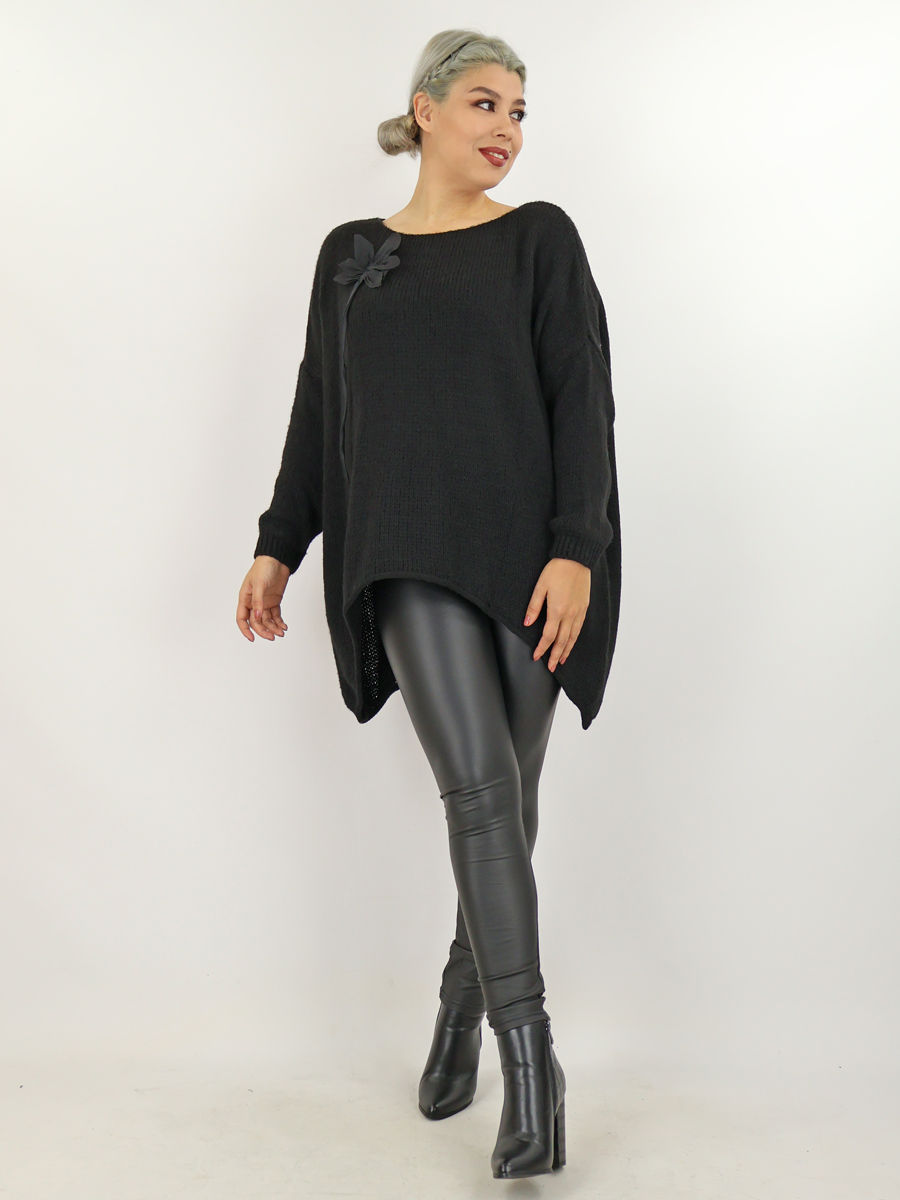 zachte zwarte gebreide trui maatje meer webshop black just black