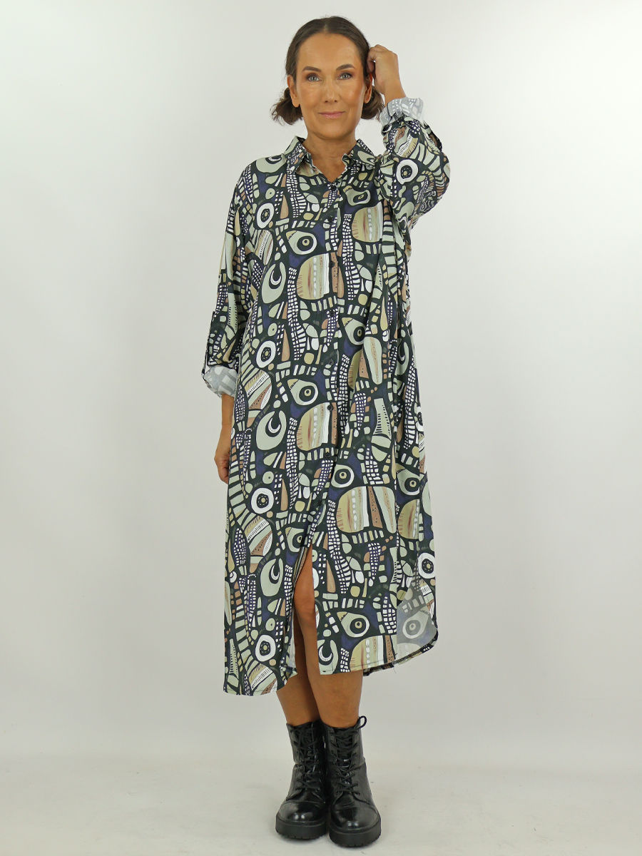 Print blouse jurk viscose maatje meer dames webshop black just black