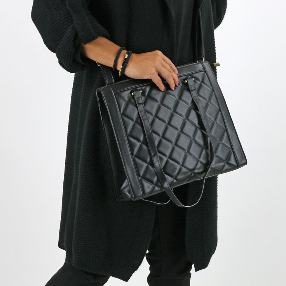 zwarte grote doorgestikte tas Surie Black just black