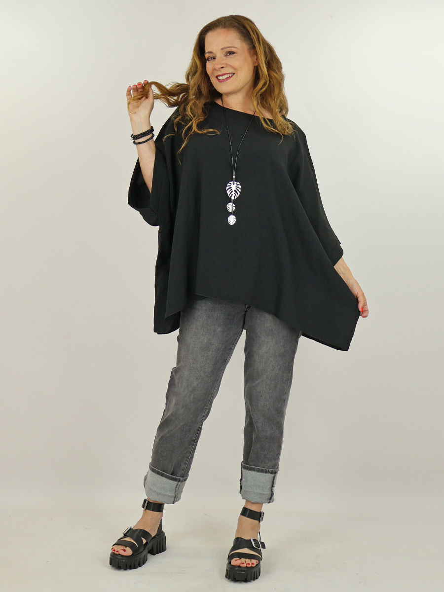 Zwarte top met korte mouw  dames webshop black just black